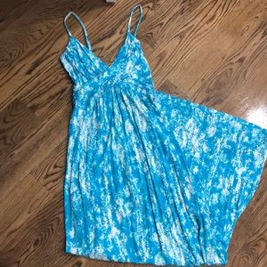 Blue and white maxi dress